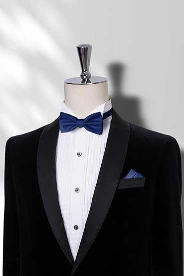 Navy Blue Men's Bow Tie Set - Elegant Formal Neckwear for Weddings