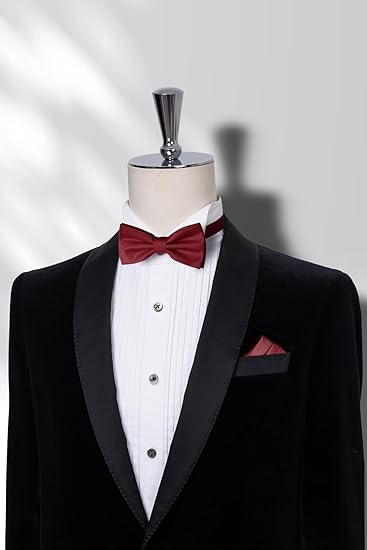 Burgundy Men's Bow Tie Set - Elegant Formal Neckwear for Weddings