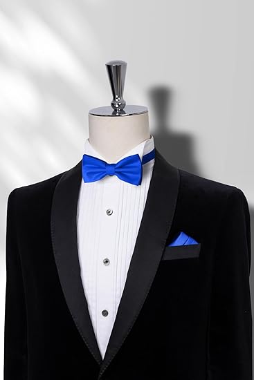 Royal Blue Men's Bow Tie Set - Elegant Formal Neckwear for Weddings