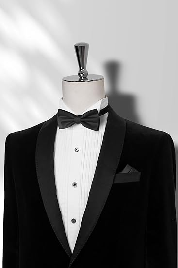 Black Men's Bow Tie Set - Elegant Formal Neckwear for Weddings