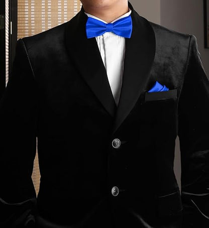 Royal Blue Men's Bow Tie Set - Elegant Formal Neckwear for Weddings