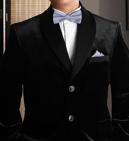 Silver Gray Men's Bow Tie Set - Elegant Formal Neckwear for Weddings