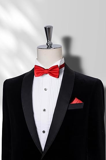 Red Men's Bow Tie Set - Elegant Formal Neckwear for Weddings