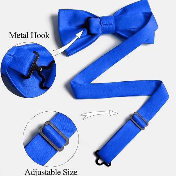 Royal Blue Men's Bow Tie Set - Elegant Formal Neckwear for Weddings
