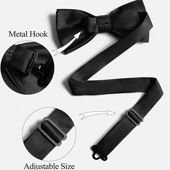 Black Men's Bow Tie Set - Elegant Formal Neckwear for Weddings