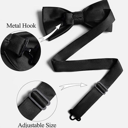 Black Men's Bow Tie Set - Elegant Formal Neckwear for Weddings