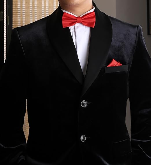 Red Men's Bow Tie Set - Elegant Formal Neckwear for Weddings