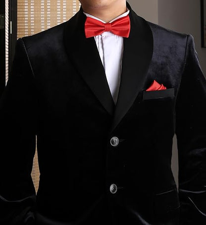 Red Men's Bow Tie Set - Elegant Formal Neckwear for Weddings