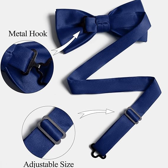 Navy Blue Men's Bow Tie Set - Elegant Formal Neckwear for Weddings