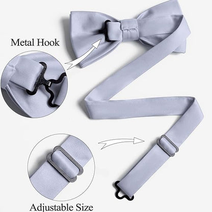 Silver Gray Men's Bow Tie Set - Elegant Formal Neckwear for Weddings