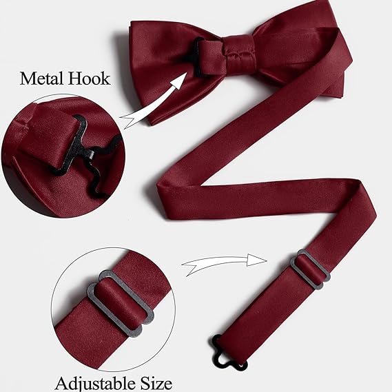 Burgundy Men's Bow Tie Set - Elegant Formal Neckwear for Weddings