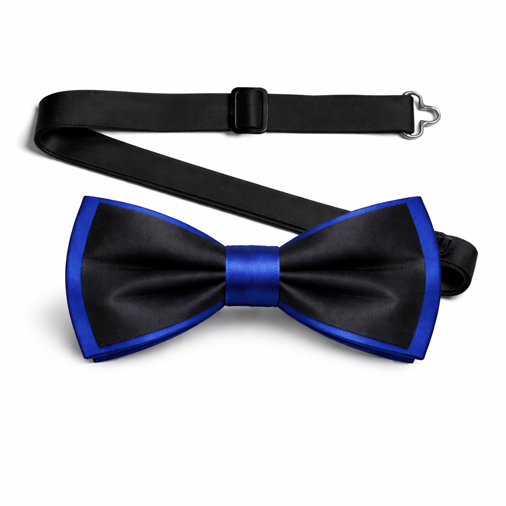 Black & Royal Blue Men's Bow Tie Set - Elegant Formal Neckwear for Weddings
