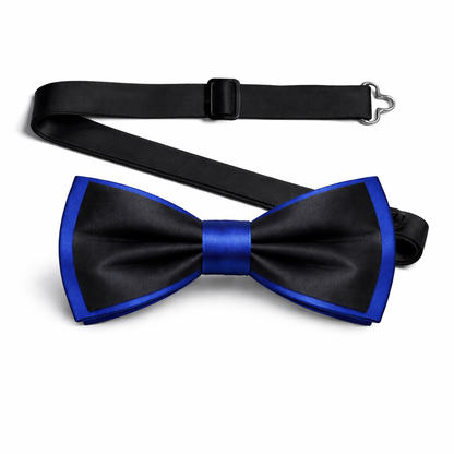 Black & Royal Blue Men's Bow Tie Set - Elegant Formal Neckwear for Weddings