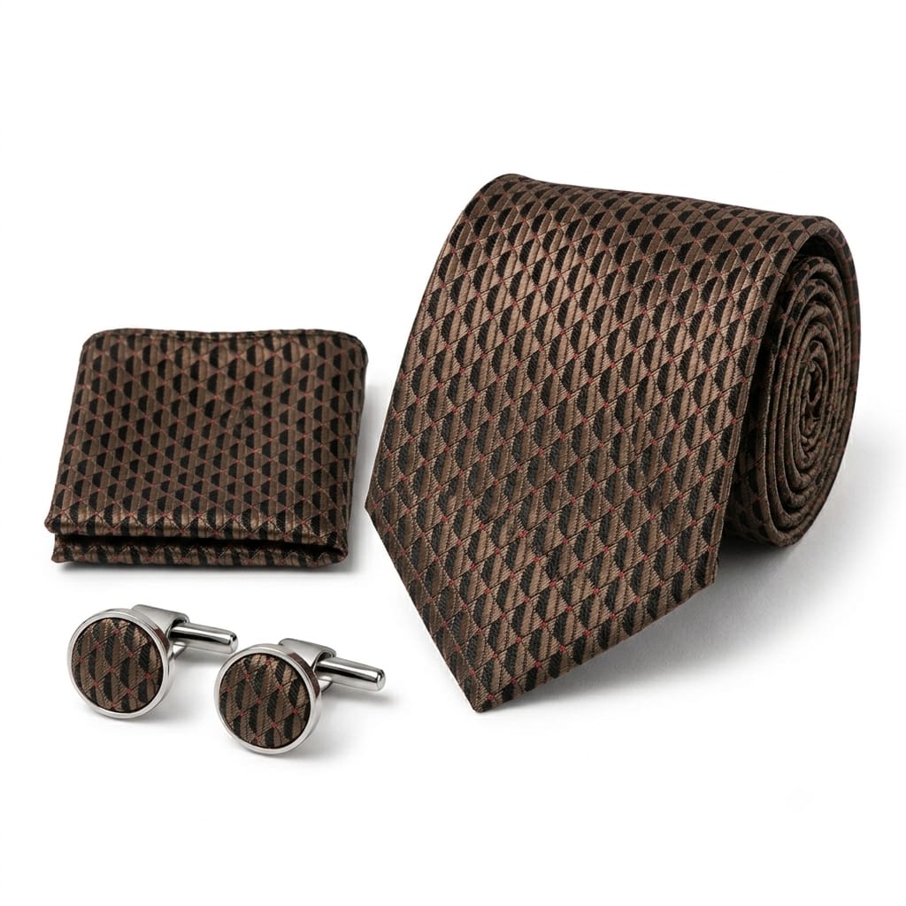 Men’s Tie, Pocket Square & Cufflinks Set – Luxury Formal Accessory Combo - CU-204 New