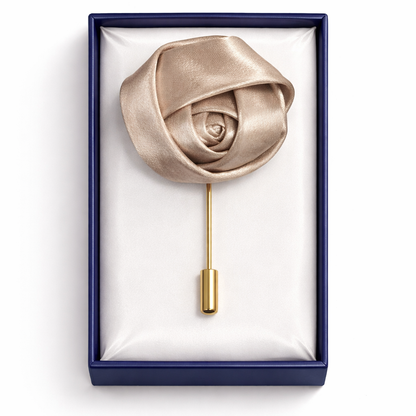 Lapel Pins for Men, Beige Satin Rose Lapel Pin Groom Boutonnieres for Wedding/Dance/Party, Men Lapel Pins for Suits Satin Flower Corsage