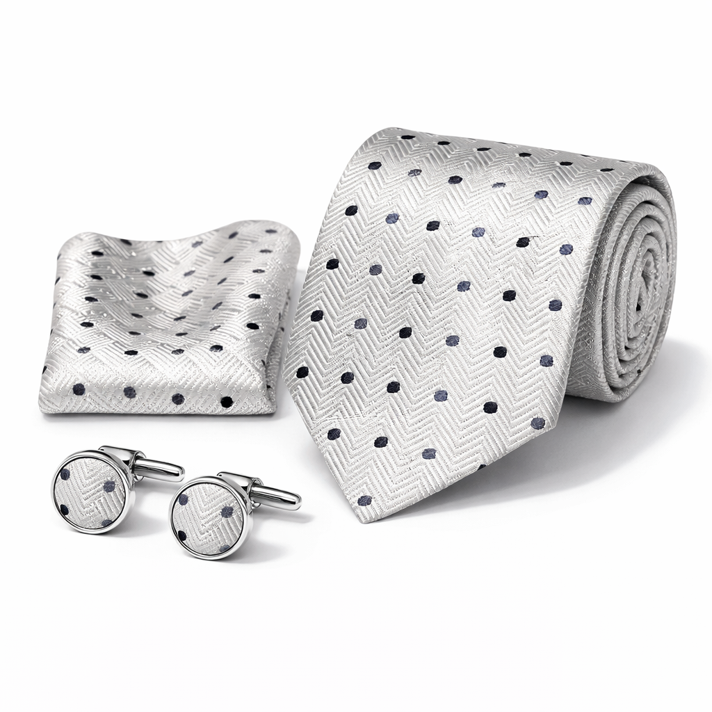 Men’s Tie, Pocket Square & Cufflinks Set – Luxury Formal Accessory Combo