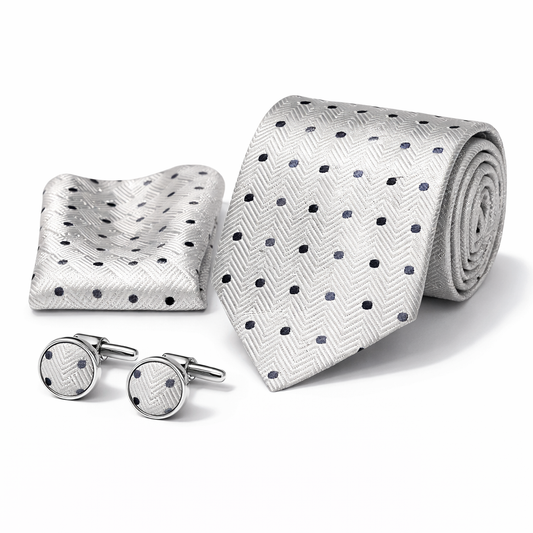 Men’s Tie, Pocket Square & Cufflinks Set – Luxury Formal Accessory Combo