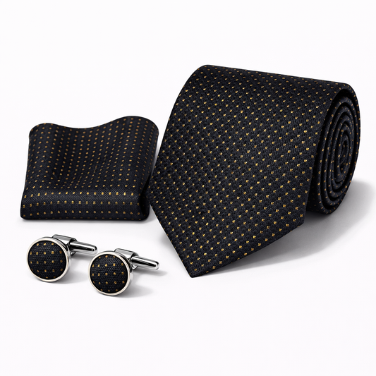 Men’s Tie, Pocket Square & Cufflinks Set – Luxury Formal Accessory Combo