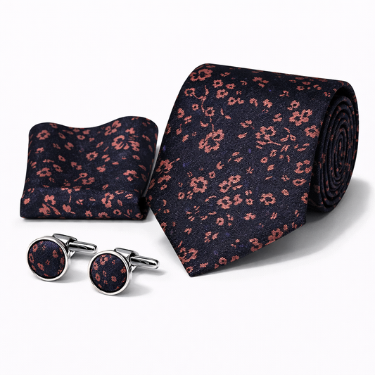 Men’s Tie, Pocket Square & Cufflinks Set – Luxury Formal Accessory Combo