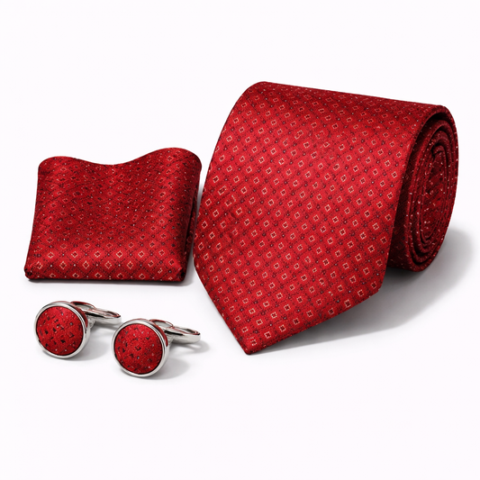 Men’s Tie, Pocket Square & Cufflinks Set – Luxury Formal Accessory Combo