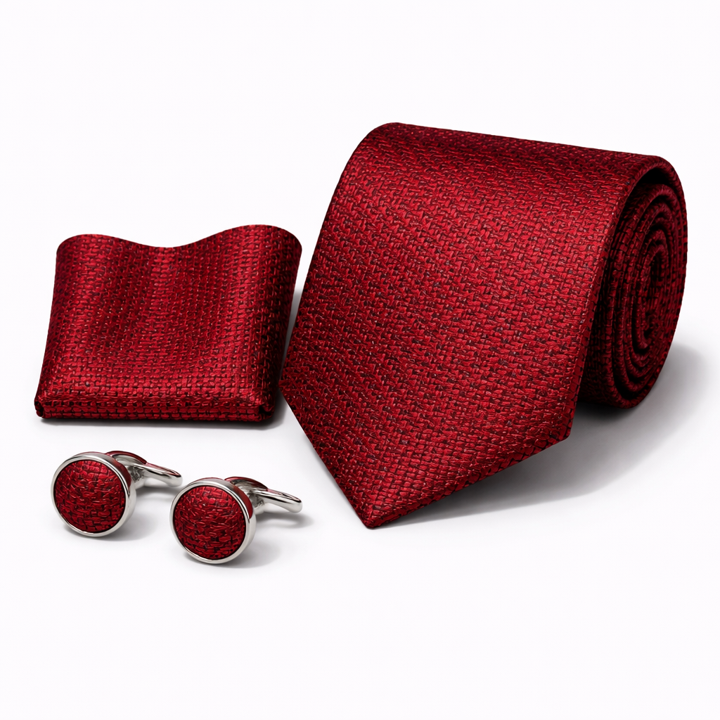 Men’s Tie, Pocket Square & Cufflinks Set – Luxury Formal Accessory Combo