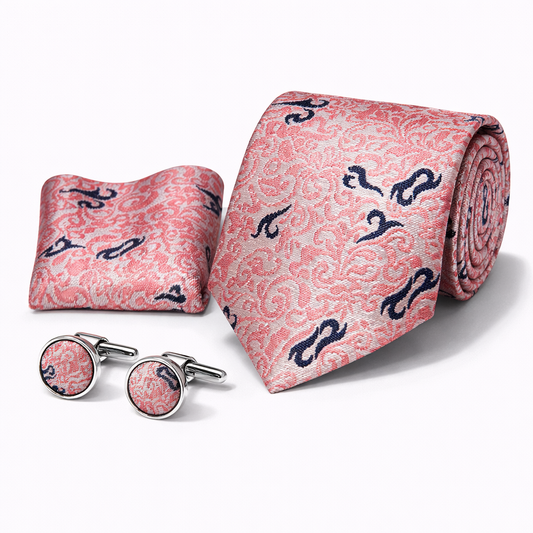 Men’s Tie, Pocket Square & Cufflinks Set – Luxury Formal Accessory Combo