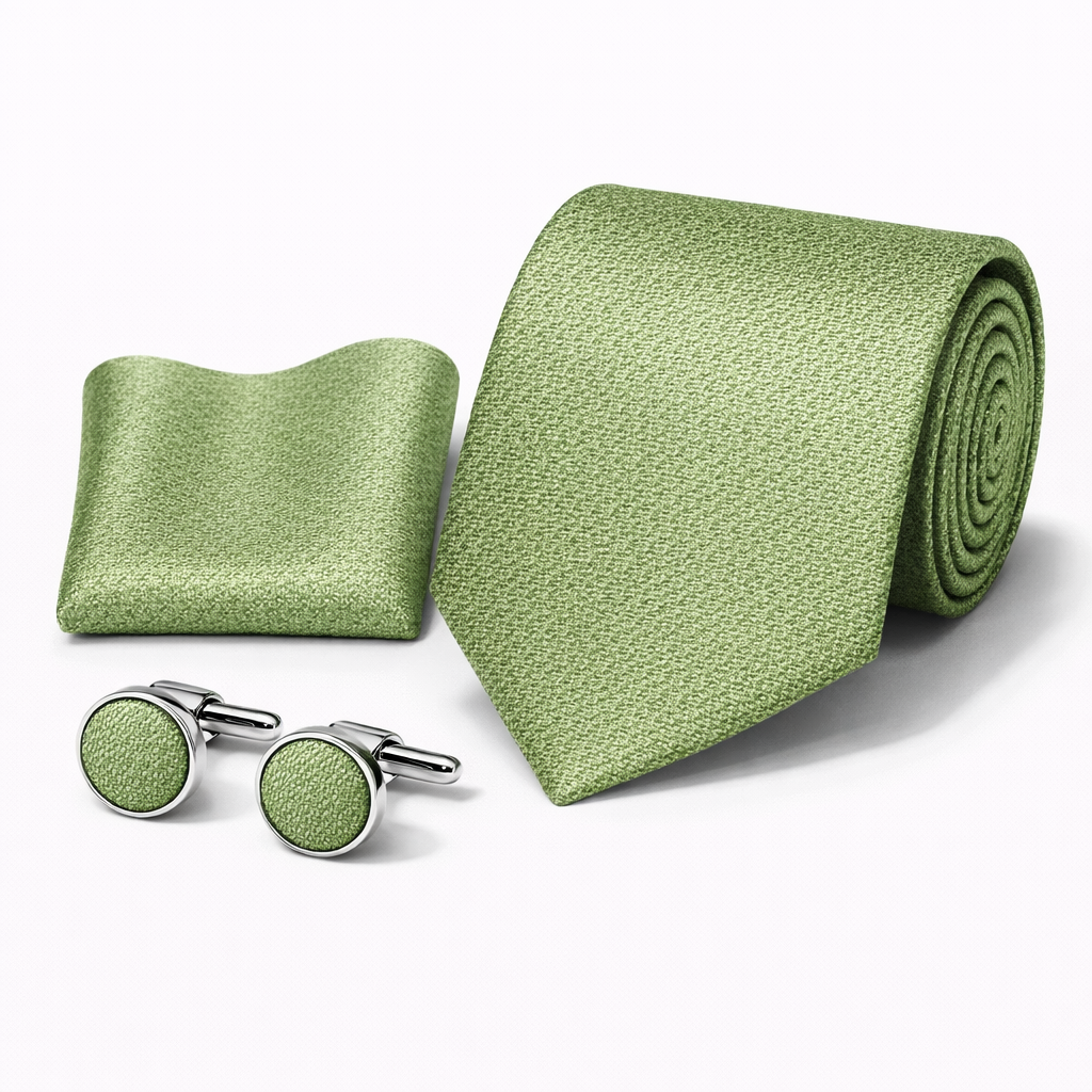 Men’s Tie, Pocket Square & Cufflinks Set – Luxury Formal Accessory Combo