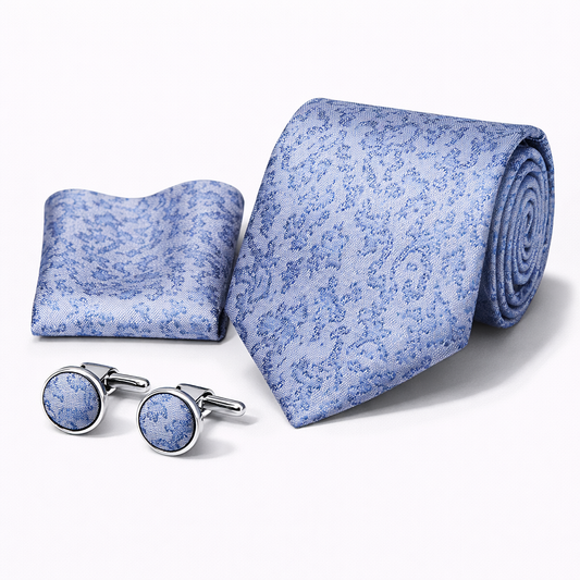Men’s Tie, Pocket Square & Cufflinks Set – Luxury Formal Accessory Combo
