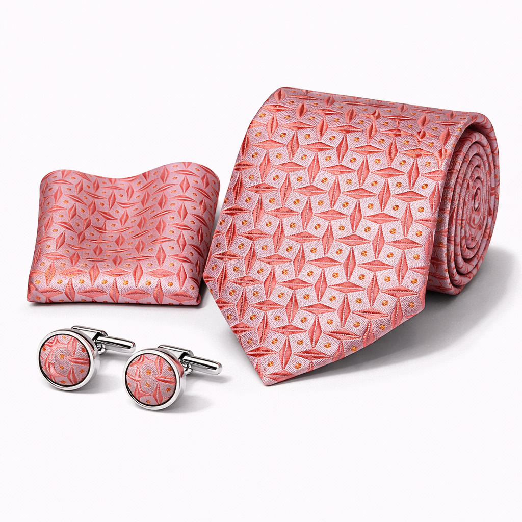 Men’s Tie, Pocket Square & Cufflinks Set – Luxury Formal Accessory Combo - CU-060