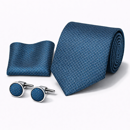 Men’s Tie, Pocket Square & Cufflinks Set – Luxury Formal Accessory Combo - CU-059