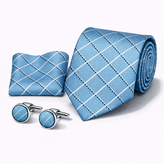 Men’s Tie, Pocket Square & Cufflinks Set – Luxury Formal Accessory Combo