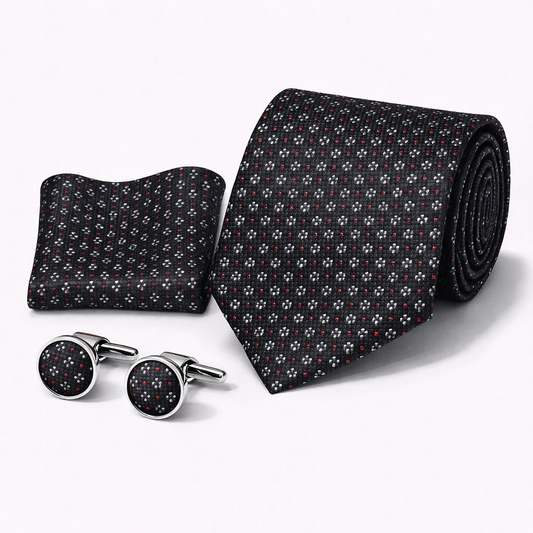 Men’s Tie, Pocket Square & Cufflinks Set – Luxury Formal Accessory Combo