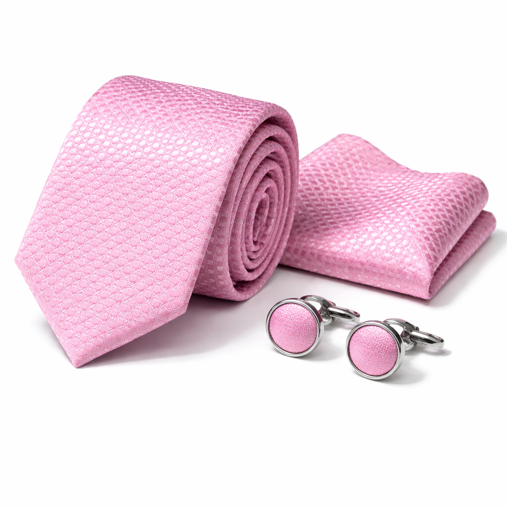 Men’s Tie, Pocket Square & Cufflinks Set – Luxury Formal Accessory Combo