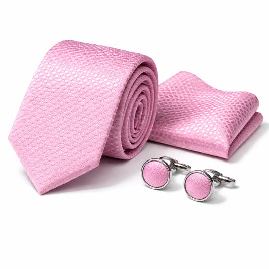 Men’s Tie, Pocket Square & Cufflinks Set – Luxury Formal Accessory Combo