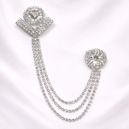 Men's Brooch Suit Pin Badge with Chains Buckle Chain Collar Lapel for Men Shirt Decoration Metal Clips Women Tuxedo Tie Hat Scarf