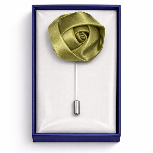 Lapel Pins for Men, Green Satin Rose Lapel Pin Groom Boutonnieres for Wedding/Dance/Party, Men Lapel Pins for Suits Satin Flower Corsage