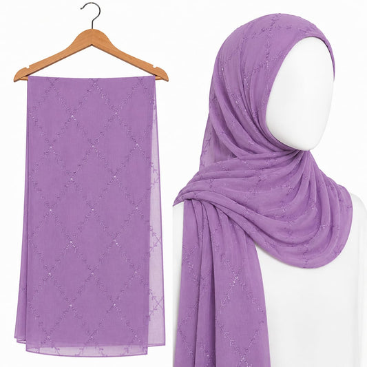 Stylengift Premium Embroidered Hijab with Subtle Sequins-SH-118