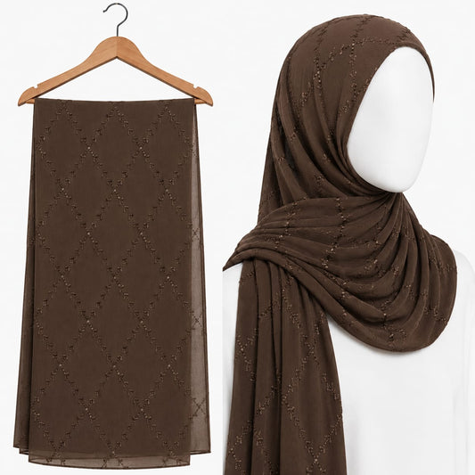 Stylengift Premium Embroidered Hijab with Subtle Sequins-SH-119