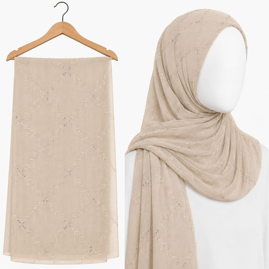 Stylengift Premium Embroidered Hijab with Subtle Sequins-SH-120