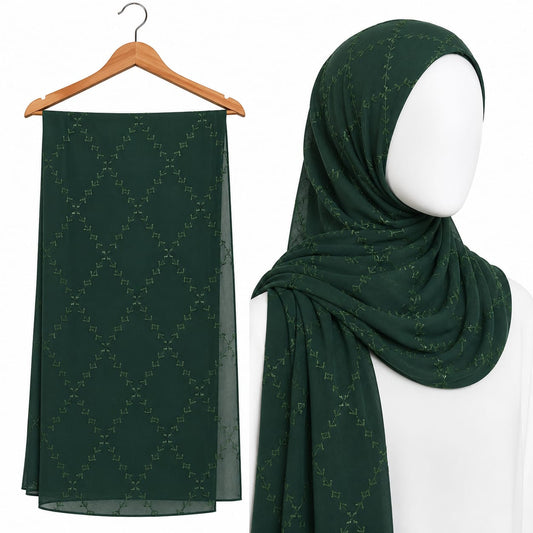 Stylengift Premium Embroidered Hijab with Subtle Sequins-SH-121