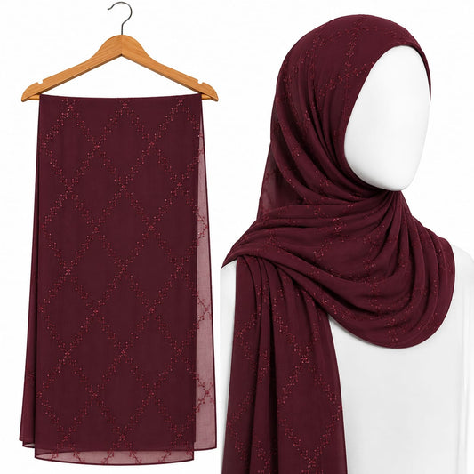 Stylengift Premium Embroidered Hijab with Subtle Sequins-SH-124