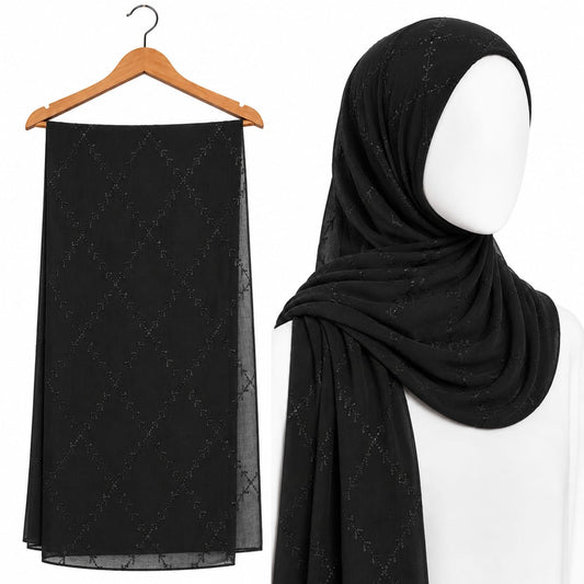 Stylengift Premium Embroidered Hijab with Subtle Sequins-SH-125