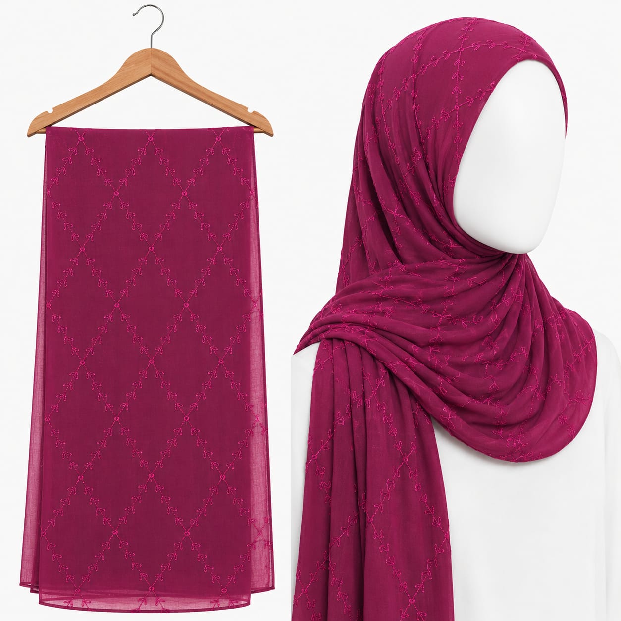 Stylengift Premium Embroidered Hijab with Subtle Sequins-SH-126