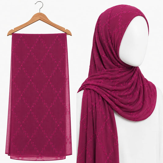 Stylengift Premium Embroidered Hijab with Subtle Sequins-SH-126