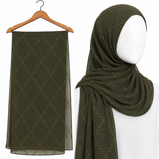 Stylengift Premium Embroidered Hijab with Subtle Sequins-SH-128