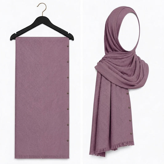 Stylengift Luxury Crimped Cotton Gold Studded  Hijab | All-Season Formal Scarf-SH-144