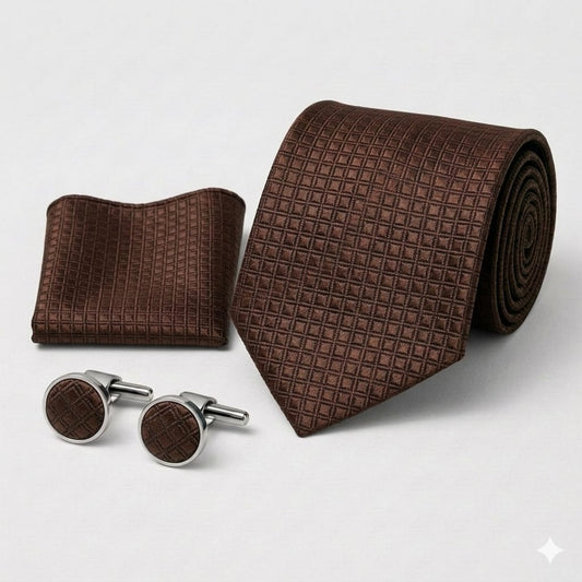 Men’s Tie, Pocket Square & Cufflinks Set – Luxury Formal Accessory ComboMen’s Tie, Pocket Square & Cufflinks Set – Luxury Formal Accessory Combo - CU-078