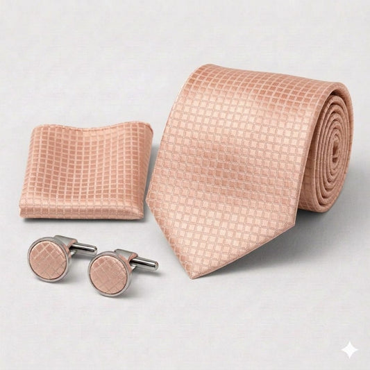 Men’s Tie, Pocket Square & Cufflinks Set – Luxury Formal Accessory ComboMen’s Tie, Pocket Square & Cufflinks Set – Luxury Formal Accessory Combo - CU-080