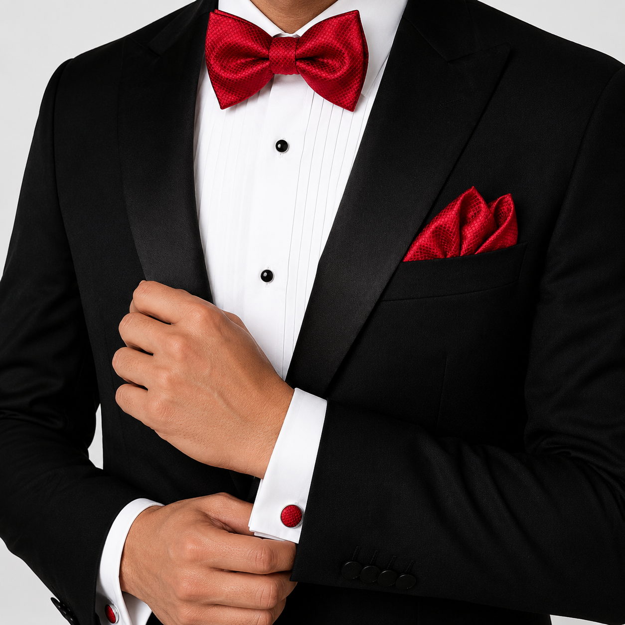 Bow Tie, Pocket Square & Cufflink The Elite 3-Piece Matching Set BPC 3007