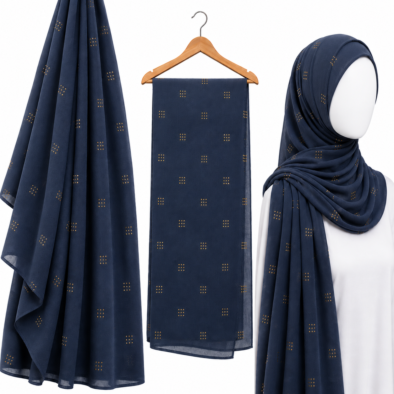 Stylengift Luxury Hand-Crafted Mukesh- Festive  Chifon Hijab – Ultra-Soft & Lightweight-SH-131